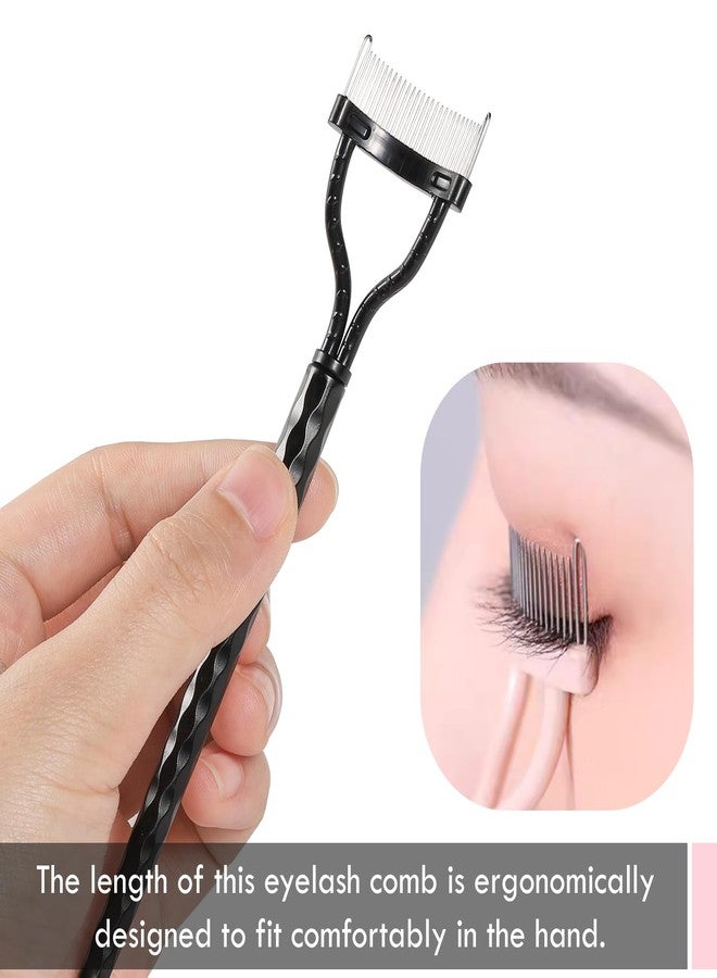 KINGMAS Eyelash Comb Separator, Eye Lash Separator Eyelash Definer Mascara Comb Applicator with Cover - Arc Designed (Black (2Pcs)) - Image 4